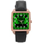 lime green Medusa Rose Gold Leather Watch 