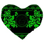 lime green Medusa Large 19  Premium Flano Heart Shape Cushion