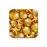 gold christmas ornaments Rubber Coaster (Square)