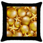 gold christmas ornaments Throw Pillow Case (Black)