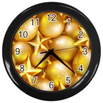 gold christmas ornaments Wall Clock (Black)