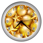 gold christmas ornaments Wall Clock (Silver)