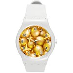 gold christmas ornaments Round Plastic Sport Watch (M)