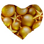 gold christmas ornaments Large 19  Premium Heart Shape Cushion