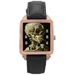 van gogh Skull Rose Gold Leather Watch 