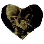 van gogh Skull Large 19  Premium Flano Heart Shape Cushion