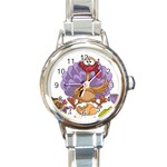 funny thanksgiving turkey Round Italian Charm Watch