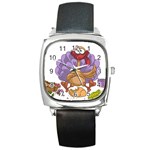 funny thanksgiving turkey Square Metal Watch