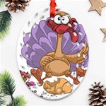 funny thanksgiving turkey Oval Filigree Ornament (Two Sides)