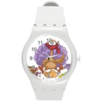 funny thanksgiving turkey Round Plastic Sport Watch (M)