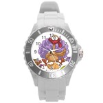 funny thanksgiving turkey Round Plastic Sport Watch (L)