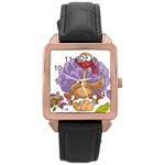 funny thanksgiving turkey Rose Gold Leather Watch 