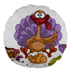 funny thanksgiving turkey Large 18  Premium Flano Round Cushion 