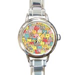 Cute Xmas Cats Round Italian Charm Watch