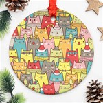 Cute Xmas Cats Ornament (Round)