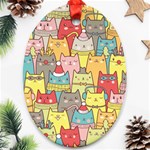 Cute Xmas Cats Ornament (Oval)