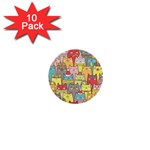 Cute Xmas Cats 1  Mini Button (10 pack) 