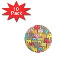 Cute Xmas Cats 1  Mini Magnet (10 pack) 