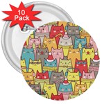 Cute Xmas Cats 3  Button (10 pack)