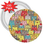 Cute Xmas Cats 3  Button (100 pack)