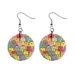 Cute Xmas Cats 1  Button Earrings