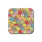 Cute Xmas Cats Rubber Coaster (Square)