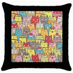 Cute Xmas Cats Throw Pillow Case (Black)