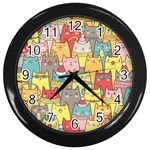 Cute Xmas Cats Wall Clock (Black)