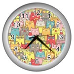 Cute Xmas Cats Wall Clock (Silver)