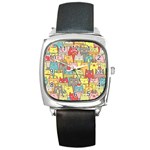 Cute Xmas Cats Square Metal Watch