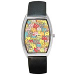 Cute Xmas Cats Barrel Style Metal Watch