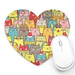 Cute Xmas Cats Heart Mousepad