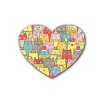 Cute Xmas Cats Rubber Coaster (Heart)