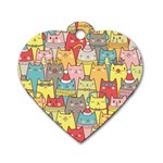 Cute Xmas Cats Dog Tag Heart (One Side)