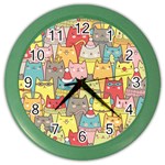 Cute Xmas Cats Color Wall Clock