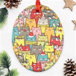 Cute Xmas Cats Ornament (Oval Filigree)