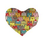 Cute Xmas Cats Standard 16  Premium Heart Shape Cushion 