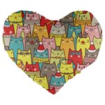 Cute Xmas Cats Large 19  Premium Heart Shape Cushion