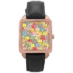 Cute Xmas Cats Rose Gold Leather Watch 