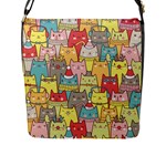 Cute Xmas Cats Flap Closure Messenger Bag (L)