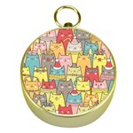 Cute Xmas Cats Gold Compass