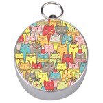 Cute Xmas Cats Silver Compass