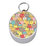 Cute Xmas Cats Silver Compass (Mini)