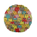 Cute Xmas Cats Standard 15  Premium Flano Round Cushion 