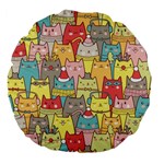 Cute Xmas Cats Large 18  Premium Flano Round Cushion 