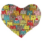 Cute Xmas Cats Large 19  Premium Flano Heart Shape Cushion