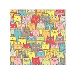 Cute Xmas Cats Small Satin Scarf (Square)