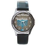 black happy Hanukkah Round Metal Watch