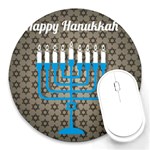 black happy Hanukkah Round Mousepad