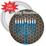 black happy Hanukkah 3  Button (100 pack)